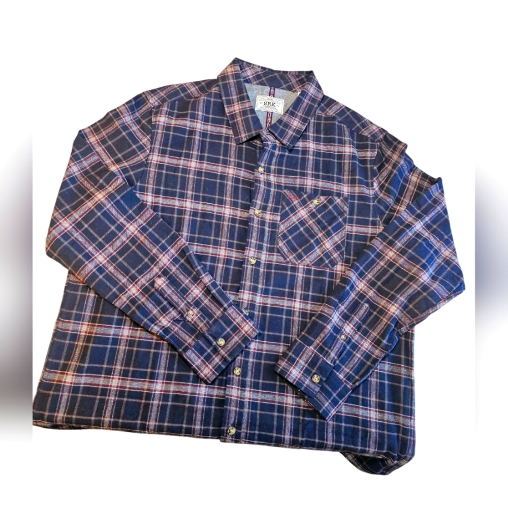 Sunrise Kingdom Dark Blue Plaid Shirt XL